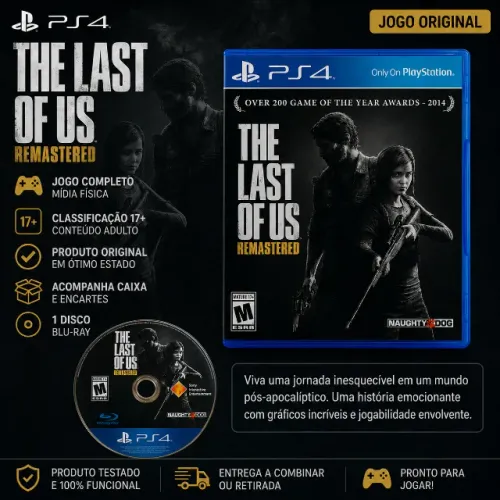 The Last of Us Remastered PS4 Original | Mídia Física | Completo