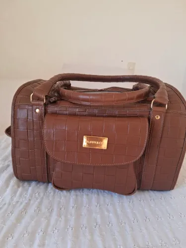 Bolsa pet em couro PU Caramelo