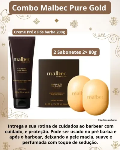 Kit Malbec Pure Gold: Creme Pós Barba e Sabonetes