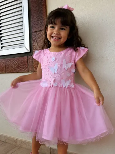 Vestido Jardim Encantado Rosa infantil 