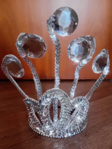 Tiara de Lantejoulas Prateadas