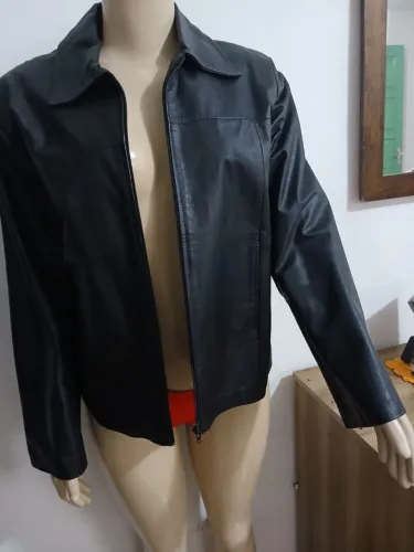 Jaqueta feminina de couro 100% legítimo cor preta ( TM - G) marca KEBEK (JULIAN MARCUYR)