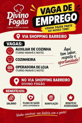 vaga para restaurante via shopping barreiro