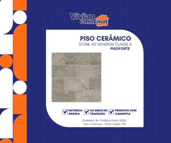 Piso Cerâmico Stone Ad 50x50cm A Pisoforte