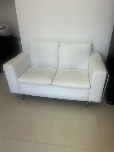 Sofá branco couro 
