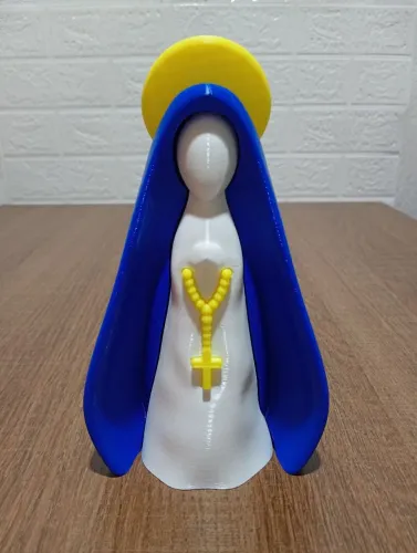 Nossa Senhora Aparecida Minimalista cor branco, azul e amarelo