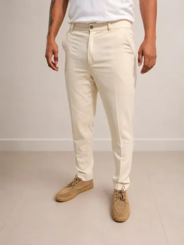 Calça Social Masculina Bege Slim - Alta Qualidade