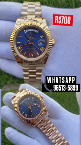 Relógio ROLEX PRESIDENTE DOURADO FUNDO AZUL - AUTOMÁTICO