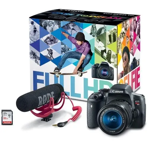 Câmera Canon EOS Rebel T6i + Microfone Rode VideoMic GO