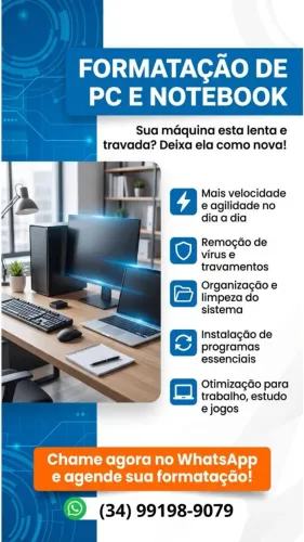 FORMATAÇÃO E MANUTENÇÃO EM PC E NOTEBOOK