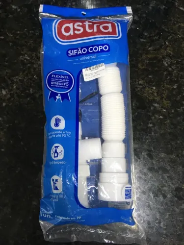 Sifão Sanfonado Universal Branco Copo Reforçado Ssuc - Astra - LACRADO