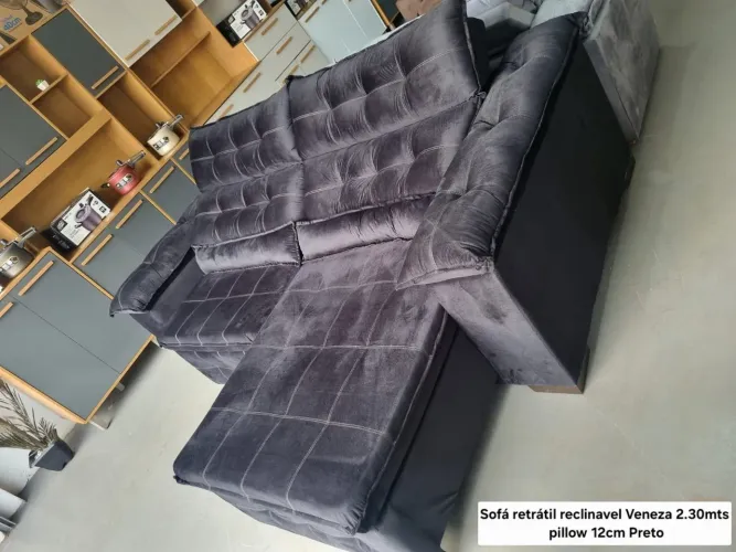 Sofá retrátil reclinavel 2.30mts pillow 12cm$2.299,00 A vista ou 12x 224,15 no cartão