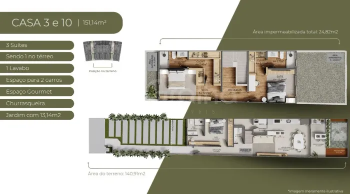 Casa Pedra Branca 3 dorm 151,14m2