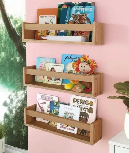 kit 3 Prateleiras em mdf 15mm, cor Freijó Brasil Decoração Multiuso