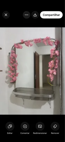 Espelho de led com suporte e gaveta