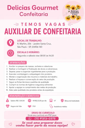 Vaga Auxiliar de Confeitaria