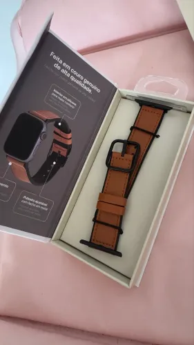 Pulseira de couro Apple Watch 45mm