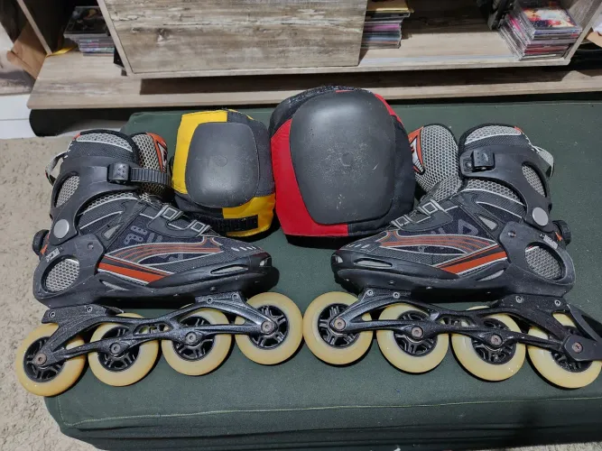 Patins fila com cotoveleira e joelheira 