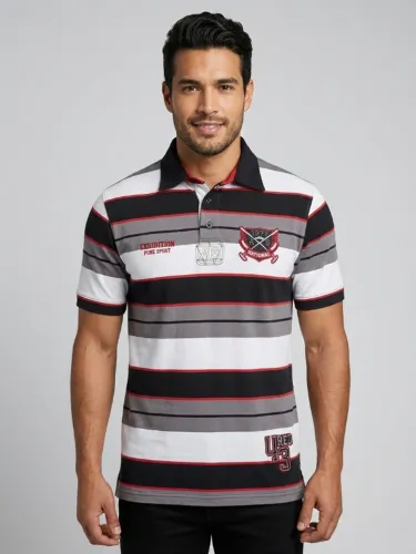 camisa polo listrada com bordado Tam. P Pure Sport