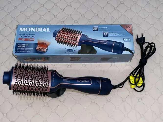 Escova Secadora InfraRed Mondial Azul/Golden Rose 1300W Bivolt - ES-01-IR