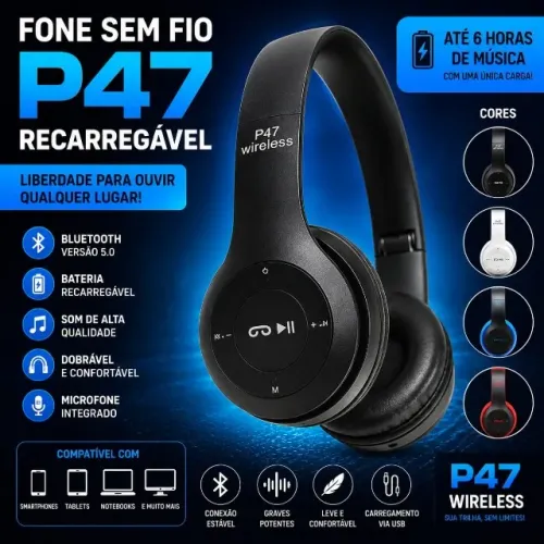 Fone sem fio P47 ( Produto novo e lacrado ) poucas unidades