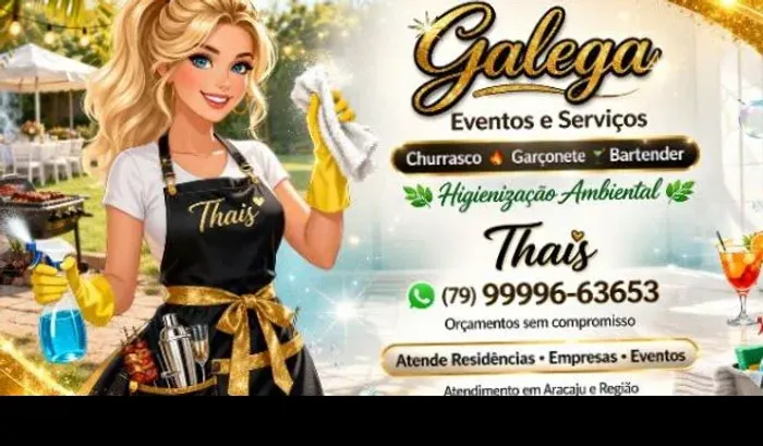 Serviços de limpeza, cozinha, eventos, garçonete, atendente, auxilar de produção e vendas