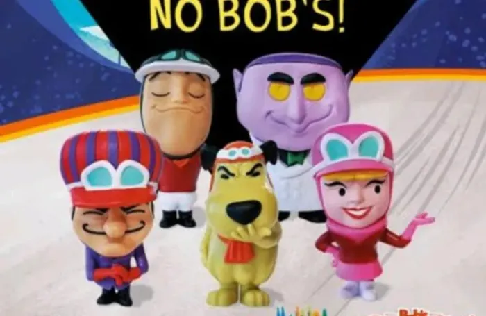 Miniaturas do desenho Corrida Maluca (Wacky Races), lançada pela rede de fast-food Bob's