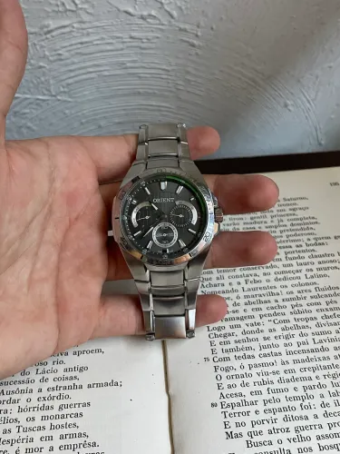relógio orient original multifunção mbs8m 025 - aço inoxidável