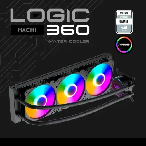 Water Cooler MACH1 Logic 360, AMD/Intel, Branco,Preto, (GK360W)
