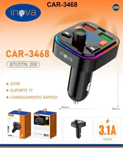 Carregador Veicular Turbo 2 entradas USB CAR3468.