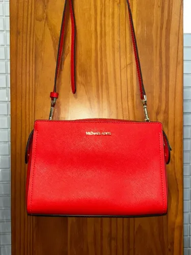 Bolsa laranja michael kors pequena mandarin md messenger leather bag