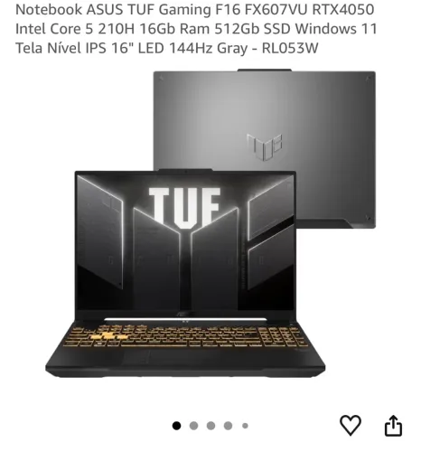Notebook ASUS TUF Gaming F16 FX607VU-RL053W