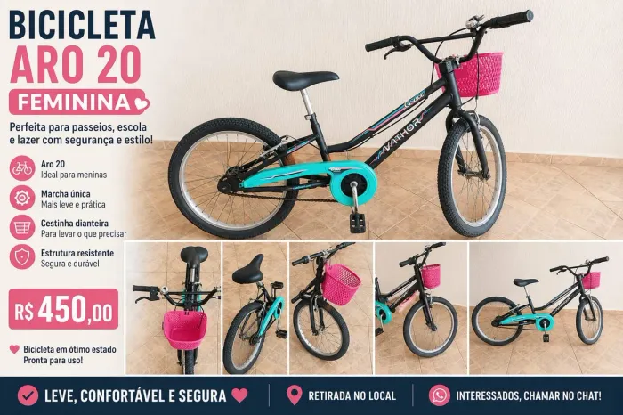 BICICLETA INFANTIL NATHOR ARO 20 FEMENINA
