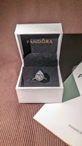 Anel pandora Solitário Prata Tipo Gota Brilhante prata 925