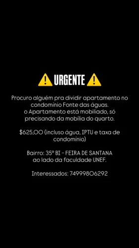 PROCURO ALGUÉM PRA DIVIDIR APARTAMENTO