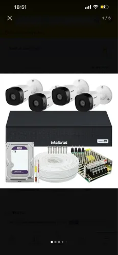 Kit Cftv 4 Cameras Full Hd Dvr Intelbras 3004-c 1t Wd Purple
