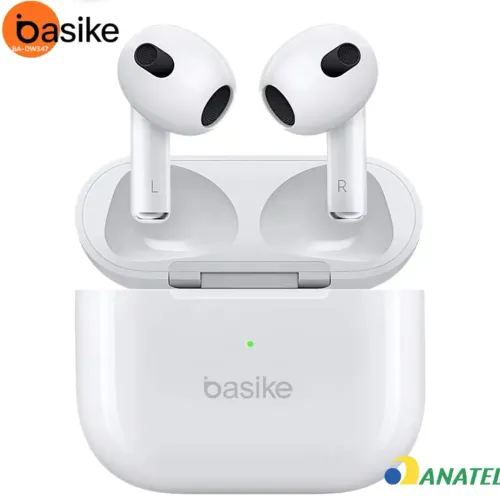 Fone De Ouvido Sem Fio Bluetooth Hifi Tws Basike 4ª Geração Cor Branco FON-9856
