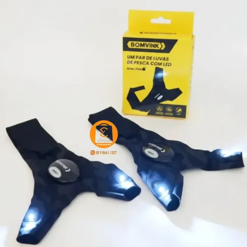 Luvas de Pesca Luminosa com Lanterna led Reparo de Emergência, Noturna