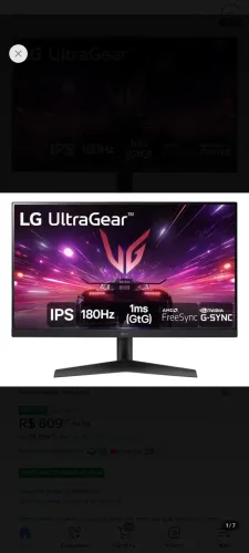 Monitor Gamer LG UltraGear 24? 24GS60F-B IPS Full HD 180Hz 1ms (GtG) NVIDIA® G-SYNC® AMD F