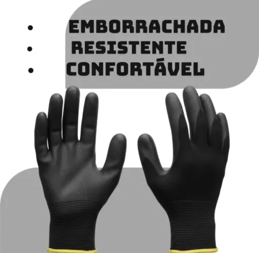 Luva emborrachada preta para motoboy motoqueiro 