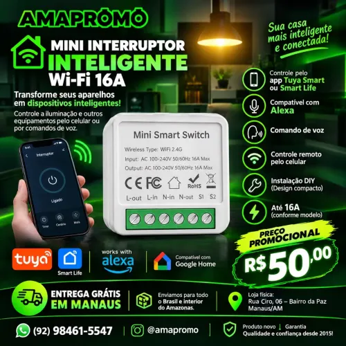 MINI INTERRUPTOR INTELIGENTE Wi-Fi 16A