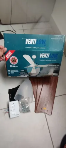 Ventilador De Teto Ventilow Luna 3 Pás Cor Mogno Cor Da Estrutura Preto 130w De Potência