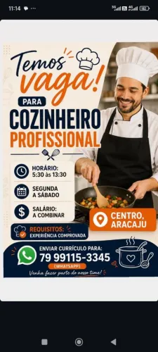 Vaga para cozinheiro profissional
