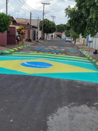 Pintura da bandeira pra copa