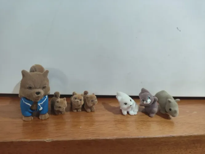 Kit miniaturas pets em camurça coleção de cachorrinhos e bichinhos Kinder ovo natoons