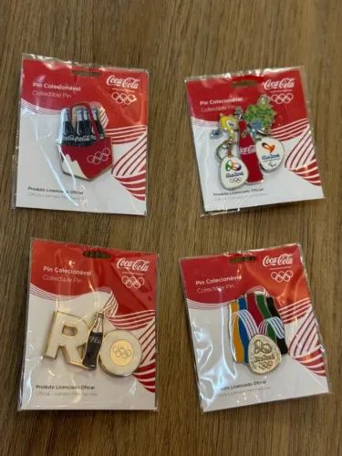 Kit 4 Pins Coca-Cola Oficiais - Olimpíadas Rio 2016