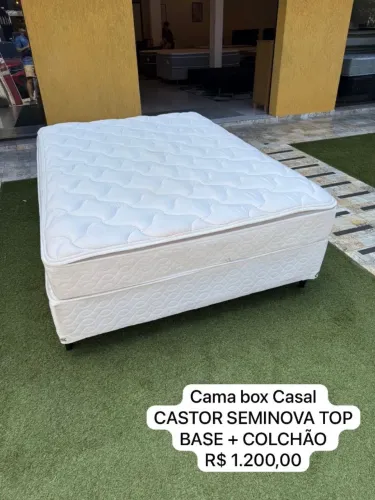 Cama box Casal CASTOR SEMINOVA BASE + COLCHÃO - Entrego! 