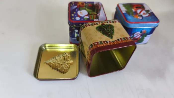 Caixinhas de metal de Natal decorativa