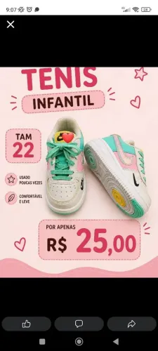 Tênis infantil nike para menina n22