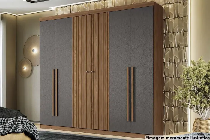 Guarda roupa 6 portas - às portas ripadas podem ser fixadas em 3 posições diferentes Novo 